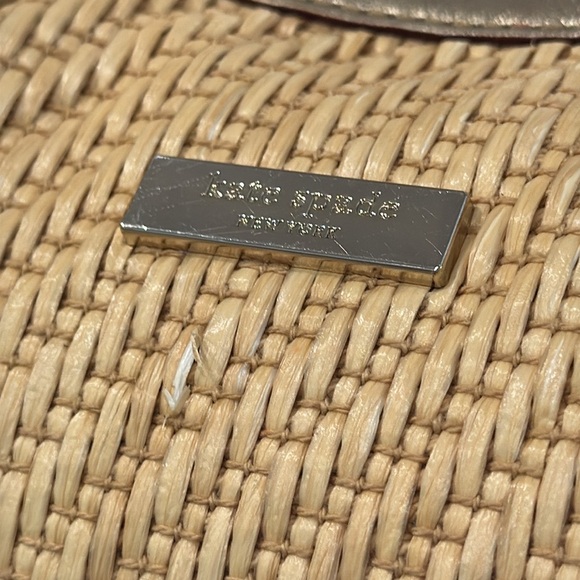 Kate Spade Bag Rattan Straw Tan Gold Hobo - Picture 5 of 17